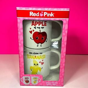 NEW RED & PINK 2 PIECE MUG SET